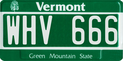 VT license plate WHV666
