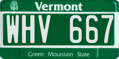 VT license plate WHV667