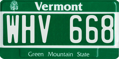 VT license plate WHV668