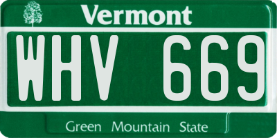 VT license plate WHV669