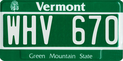 VT license plate WHV670