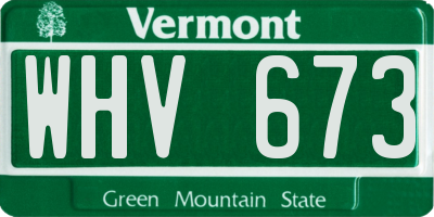 VT license plate WHV673