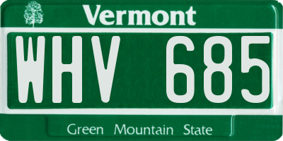 VT license plate WHV685