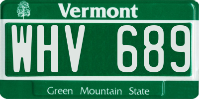 VT license plate WHV689
