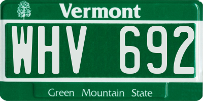 VT license plate WHV692