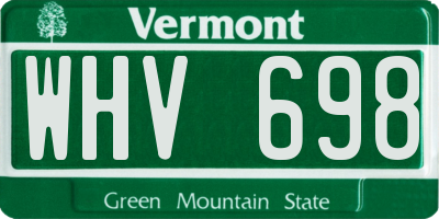 VT license plate WHV698
