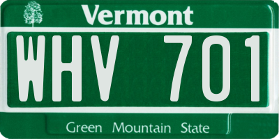 VT license plate WHV701
