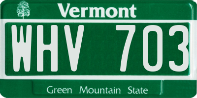 VT license plate WHV703