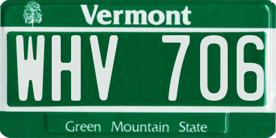 VT license plate WHV706