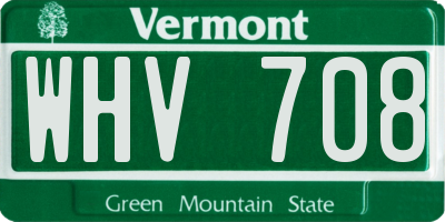 VT license plate WHV708