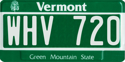 VT license plate WHV720