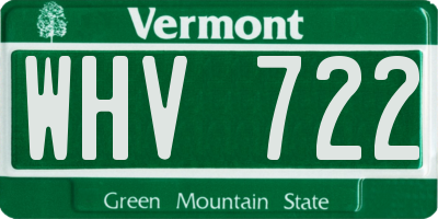 VT license plate WHV722
