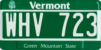 VT license plate WHV723