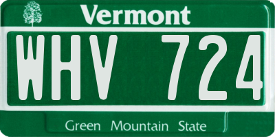 VT license plate WHV724