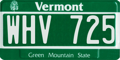 VT license plate WHV725