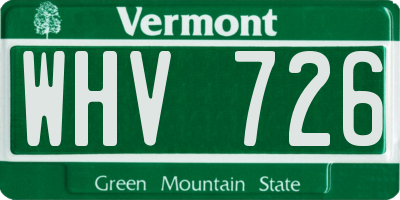 VT license plate WHV726