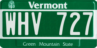 VT license plate WHV727
