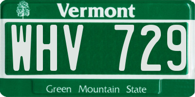 VT license plate WHV729