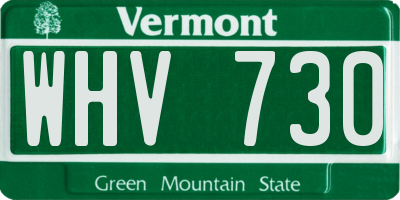 VT license plate WHV730