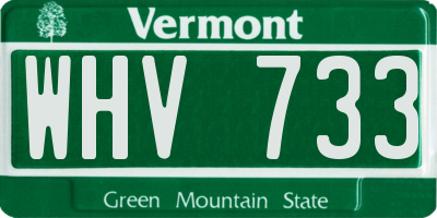 VT license plate WHV733