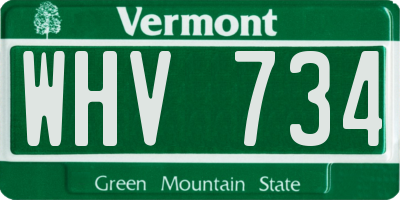 VT license plate WHV734