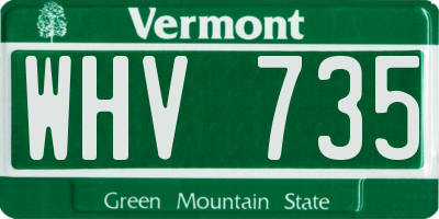 VT license plate WHV735