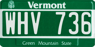 VT license plate WHV736