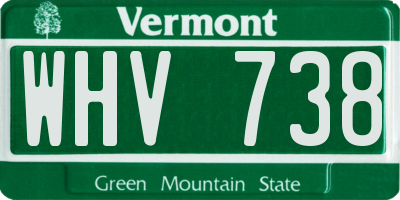 VT license plate WHV738