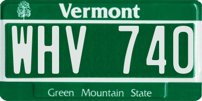 VT license plate WHV740