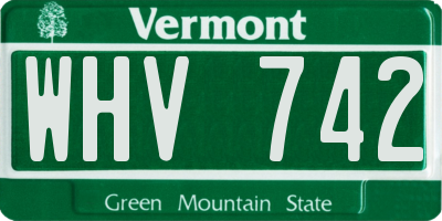 VT license plate WHV742