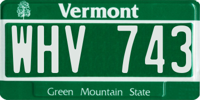 VT license plate WHV743