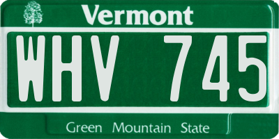 VT license plate WHV745