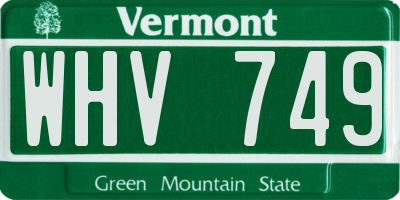 VT license plate WHV749