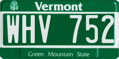 VT license plate WHV752