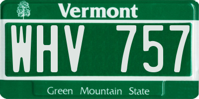 VT license plate WHV757