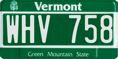 VT license plate WHV758