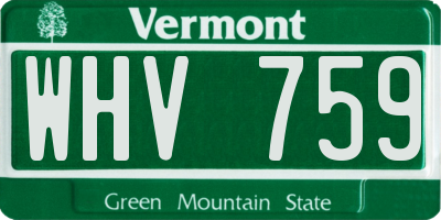 VT license plate WHV759