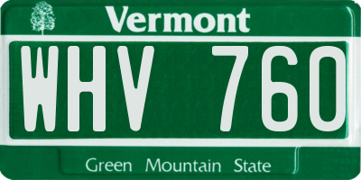 VT license plate WHV760