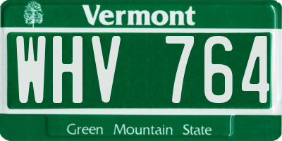 VT license plate WHV764