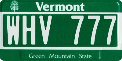 VT license plate WHV777