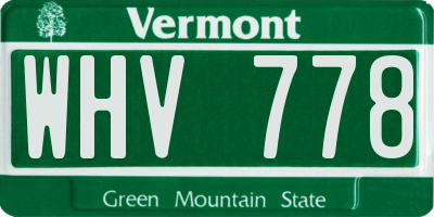 VT license plate WHV778