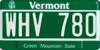 VT license plate WHV780