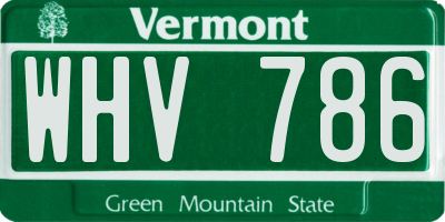 VT license plate WHV786