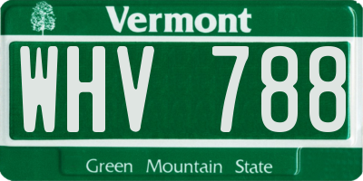 VT license plate WHV788