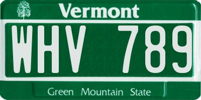 VT license plate WHV789