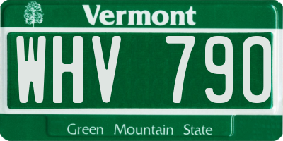 VT license plate WHV790