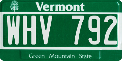 VT license plate WHV792