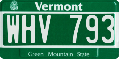 VT license plate WHV793