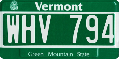 VT license plate WHV794