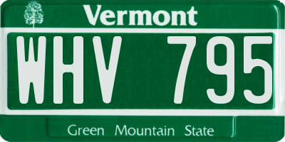 VT license plate WHV795